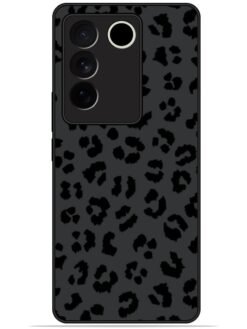 Black leopard print Glossy Metal TPU Phone Cover for Vivo V27 (5G)