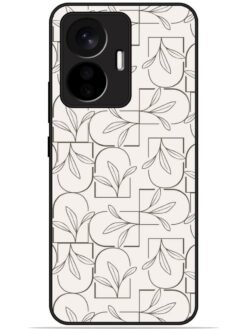 Floral line art Glossy Metal TPU Phone Cover for Vivo T1 (44W)