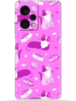 Pink cats design Soft Mobile Cover for Xiaomi Redmi Note 12 Pro (5G)