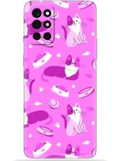 Pink cats design Soft Mobile Cover for Oneplus 9R (5G)