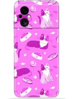Pink cats design Soft Mobile Cover for Poco M4 (5G)