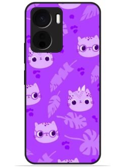 Purple cats design Glossy Metal TPU Phone Cover for Vivo Y56 (5G)