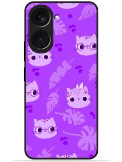 Purple cats design Glossy Metal TPU Phone Cover for Vivo Y18/Y18E/Y18i/Y18T