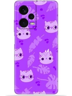 Purple cats design Soft Mobile Cover for Xiaomi Redmi Note 12 Pro (5G)