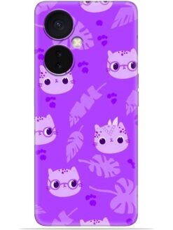 Purple cats design Soft Mobile Cover for Oneplus Nord Ce 3 Lite (5G)