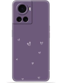 Purple heart design Soft Mobile Cover for Oneplus 10R (5G)