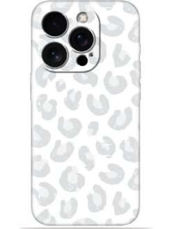 White leopard print Soft Mobile Cover for Apple Iphone 15 Pro