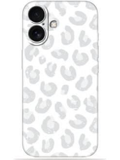 White leopard print Soft Mobile Cover for Apple Iphone 16 Plus